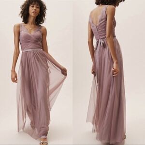 BHLDN - Hitherto Fleur Tulle & Lace Maxi Gown in Violet Grey